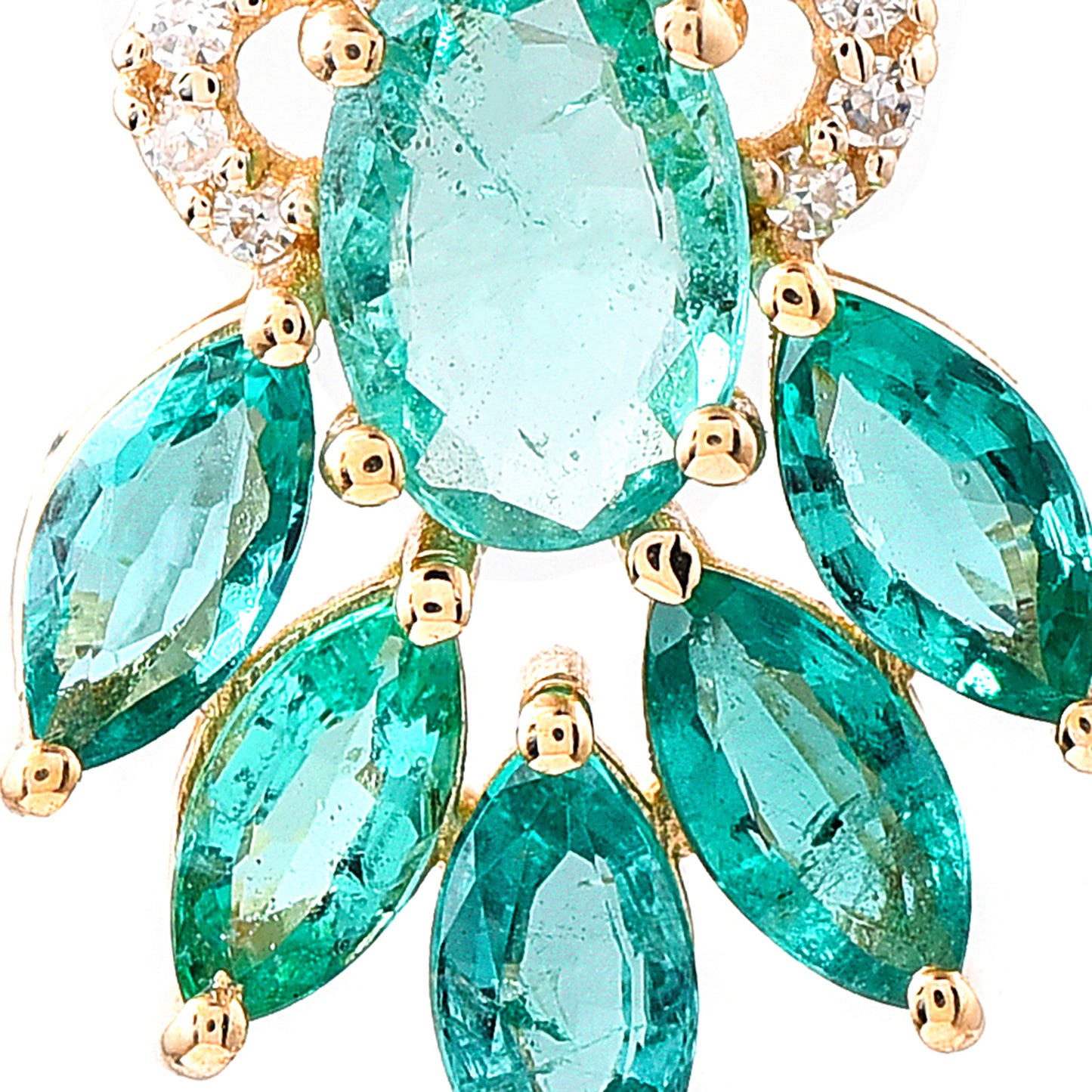 1.06 Ct Oval Mixed Cut, Marquise Mixed Cut Natural Emerald 14K Gold Pendant
