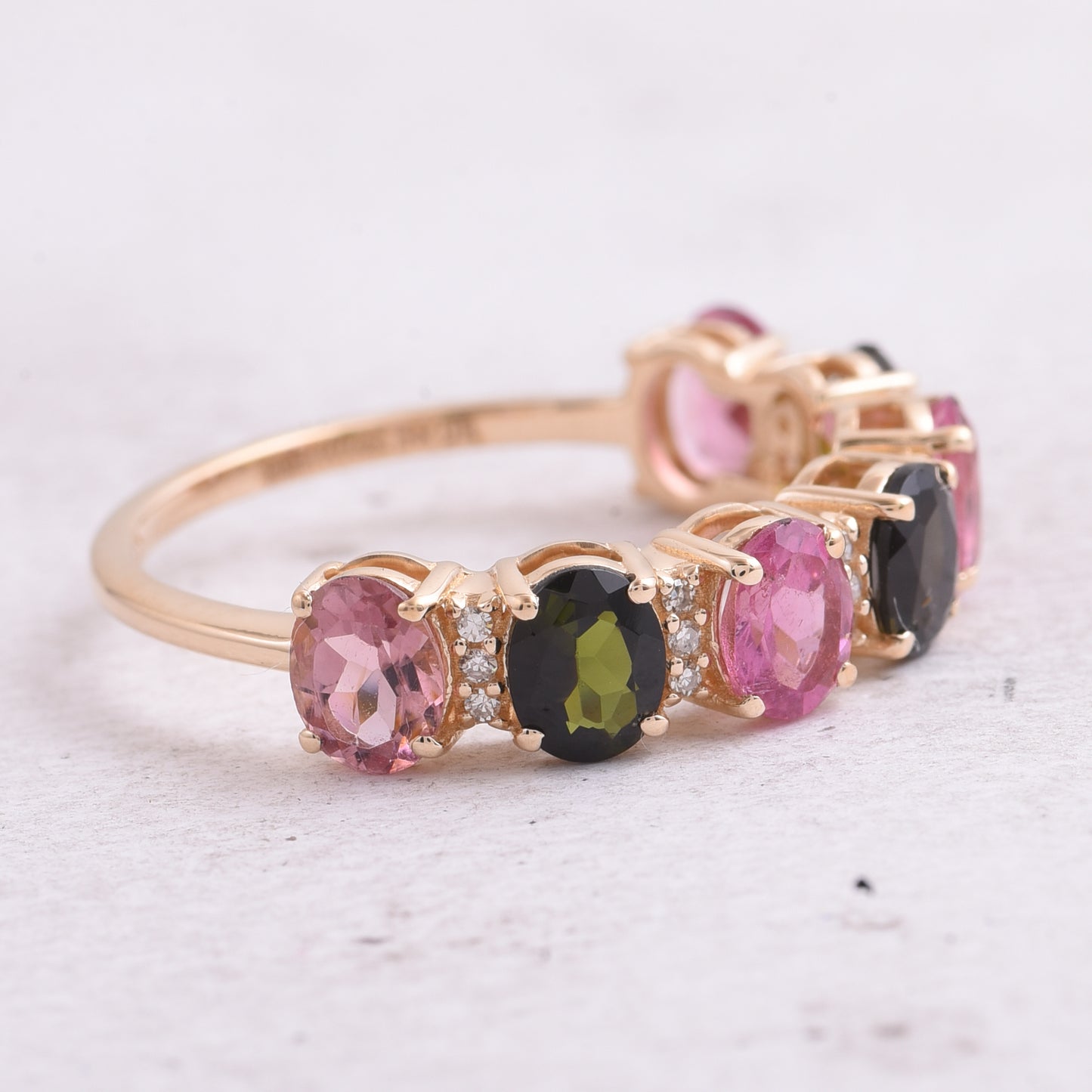 2.01 Ct Oval Mixed Cut Natural Multi-Coloured Tourmaline 14K Gold Ring