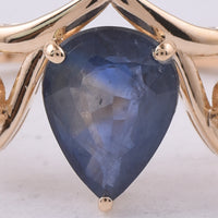 1.53 Ct Pear Natural Sapphire 14K Gold Ring