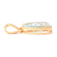 2.25 Ct Pear Mixed Cut Natural Aquamarine 14K Gold Pendant