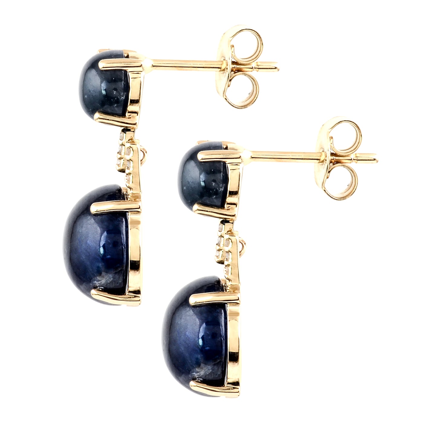 15.79 Carat Round Natural Corundum Sapphire 14K Gold Earrings