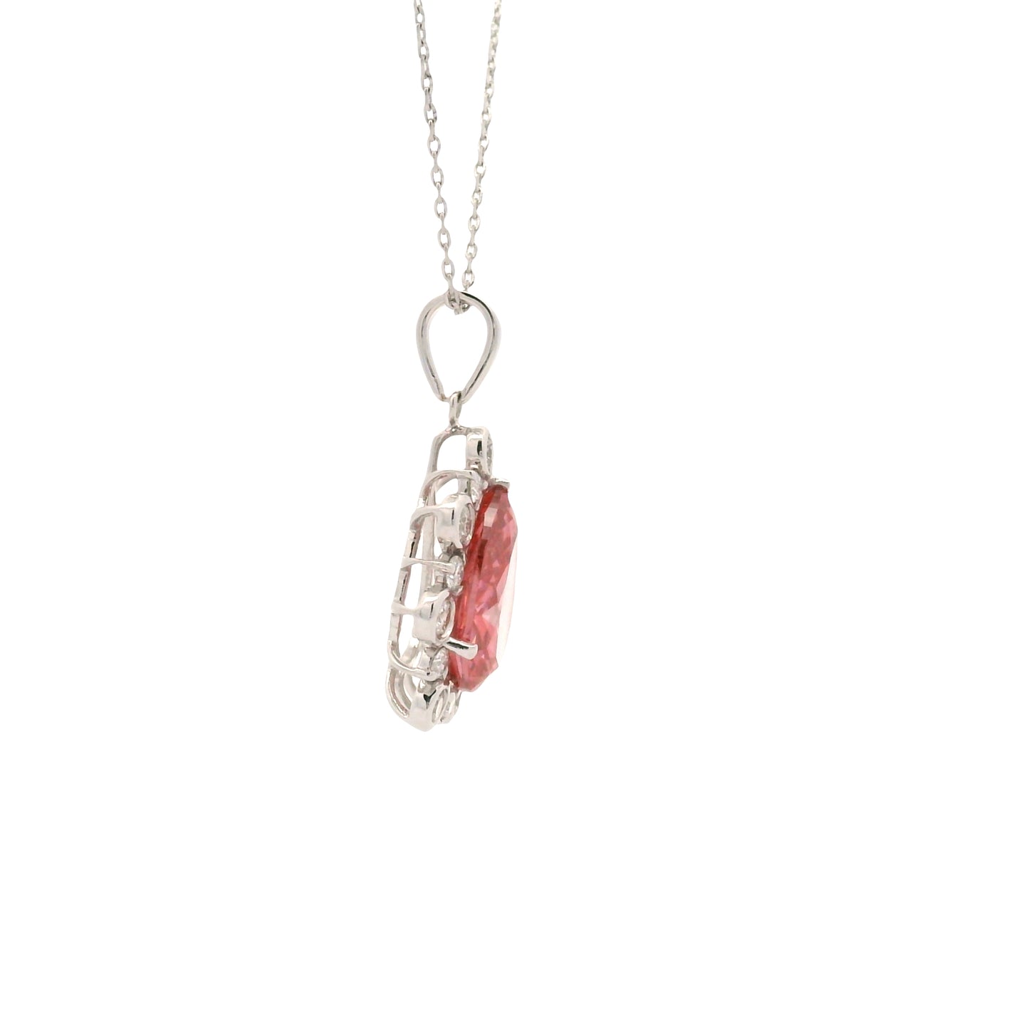 2.98 Carats Pink Lab Grown Diamond 14K Gold Pendant