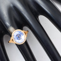 4.68 Ct Oval Mixed Cut Natural Sapphire 14K Gold Ring