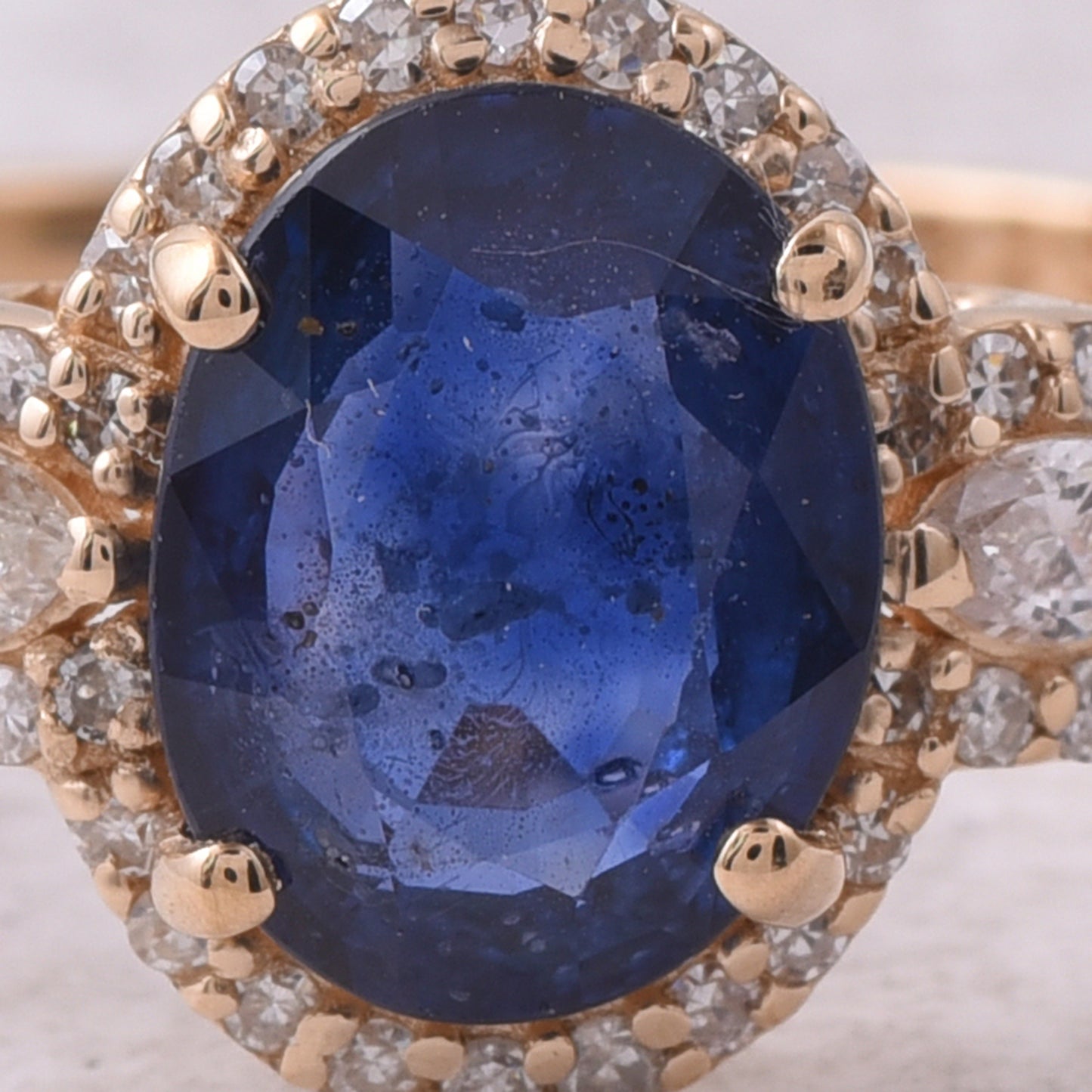 1.71 Ct Oval Mixed Cut Natural Sapphire 14K Gold Ring