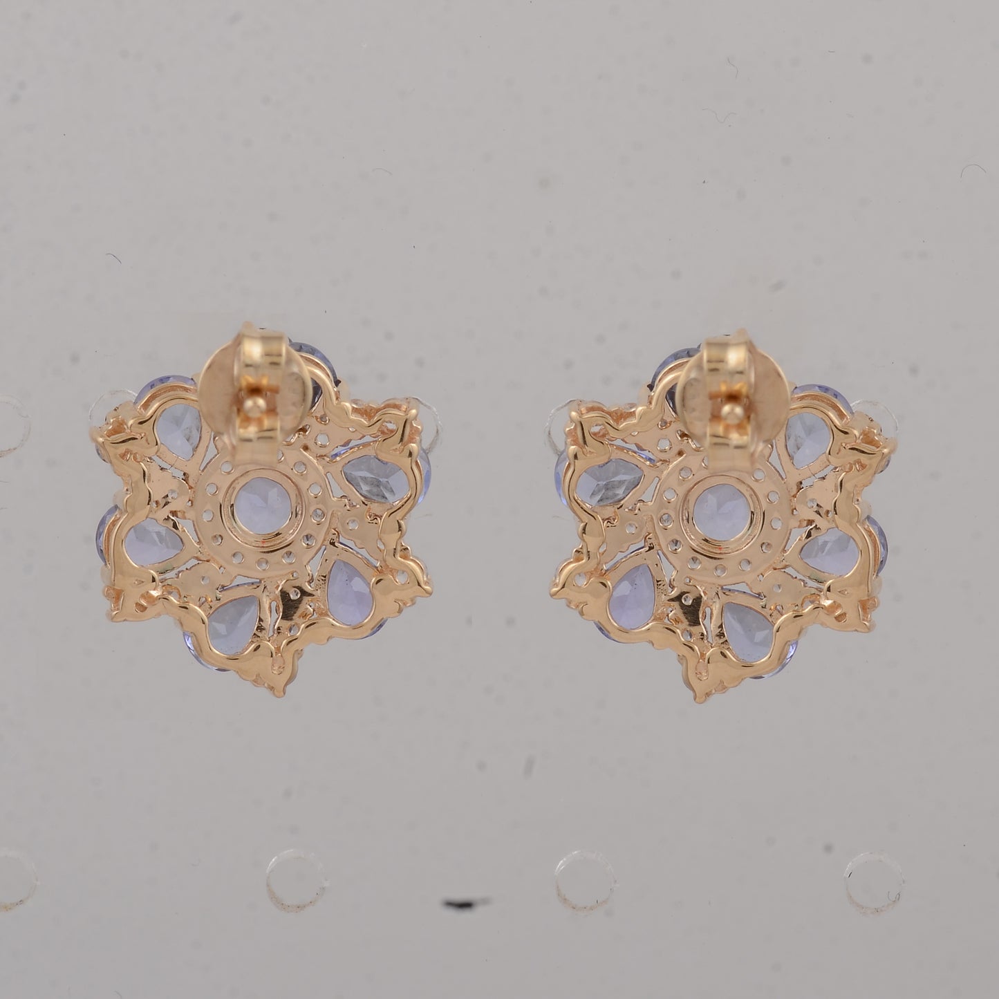 2.96 Ct Round Tanzanite 14K Gold Earrings