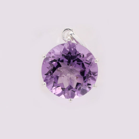 6.06 Ct Round Amethyst 925 Silver Pendant