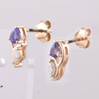 0.32 Ct Pear Natural Tanzanite 14K Gold Earrings