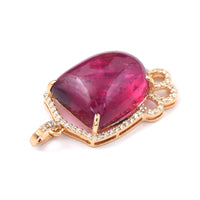 11.32 Ct Fancy Cabochon Cut Natural Rubellite 14K Gold Pendant