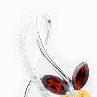 1.94 Ct Marquise Garnet, Citrine, Cubic Zirconia 925 Sterling Silver Pendant