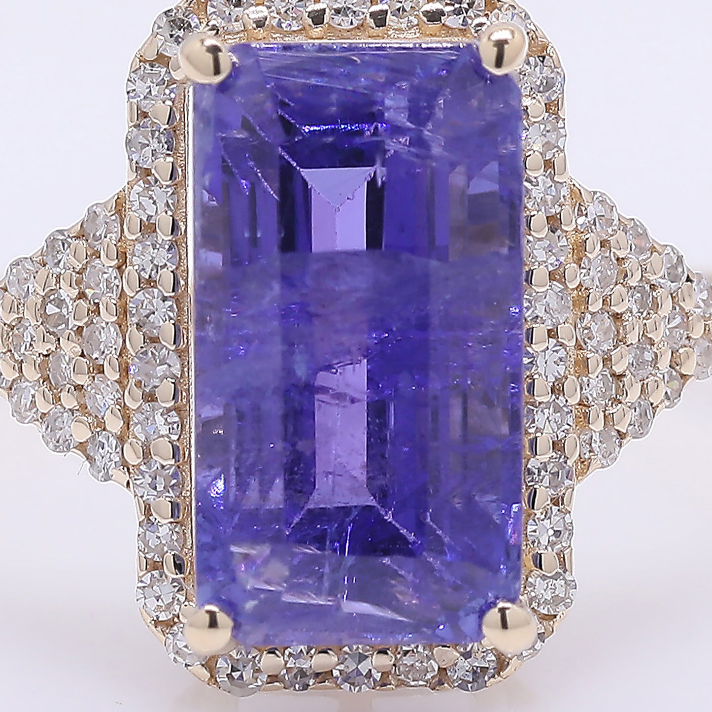 3.88 Ct Octagon Step Cut Natural Tanzanite 14K Gold Ring