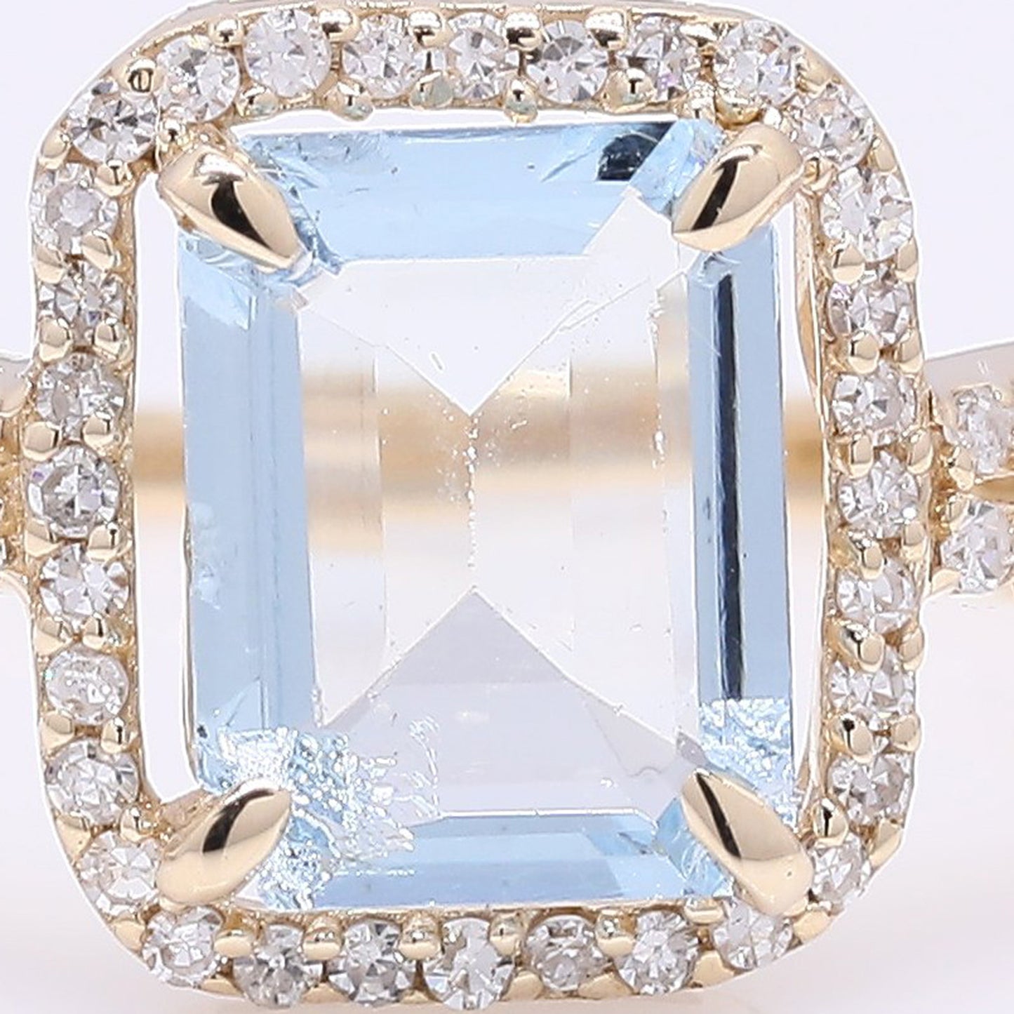1.38 Ct Octagon Step Cut Natural Aquamarine 14K Gold Ring