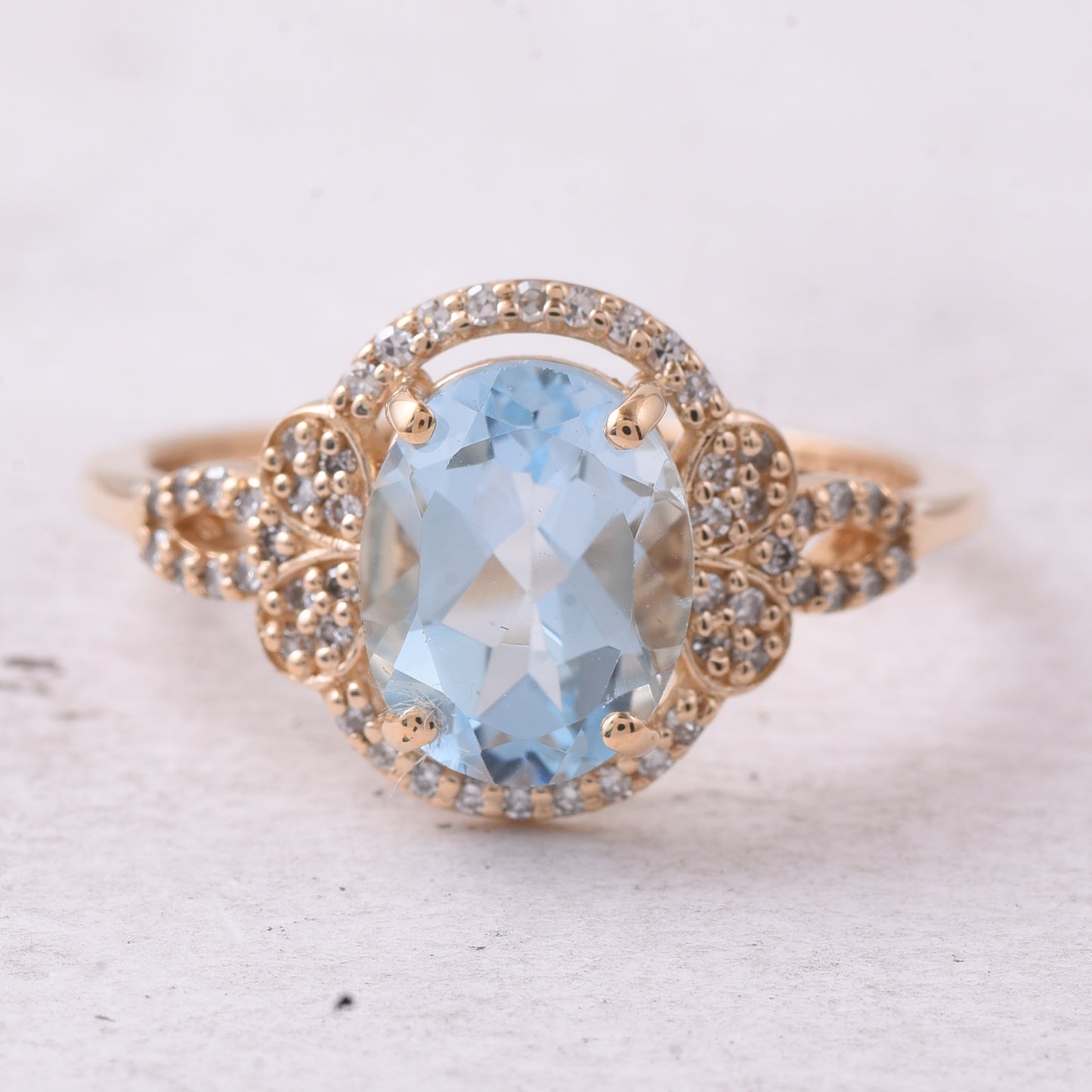 2.59 Ct Oval Mixed Cut Natural Topaz 14K Gold Ring