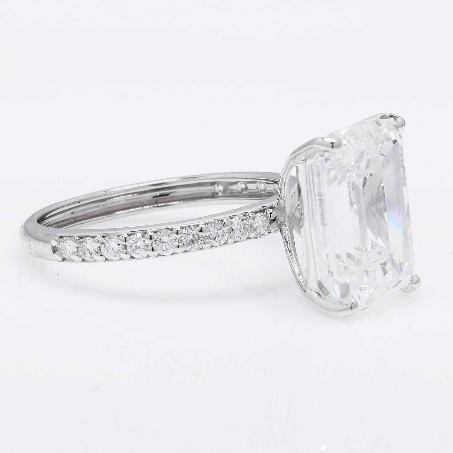 7.22 Ct Emerald Cut Lab Grown Diamond 14K Gold Ring