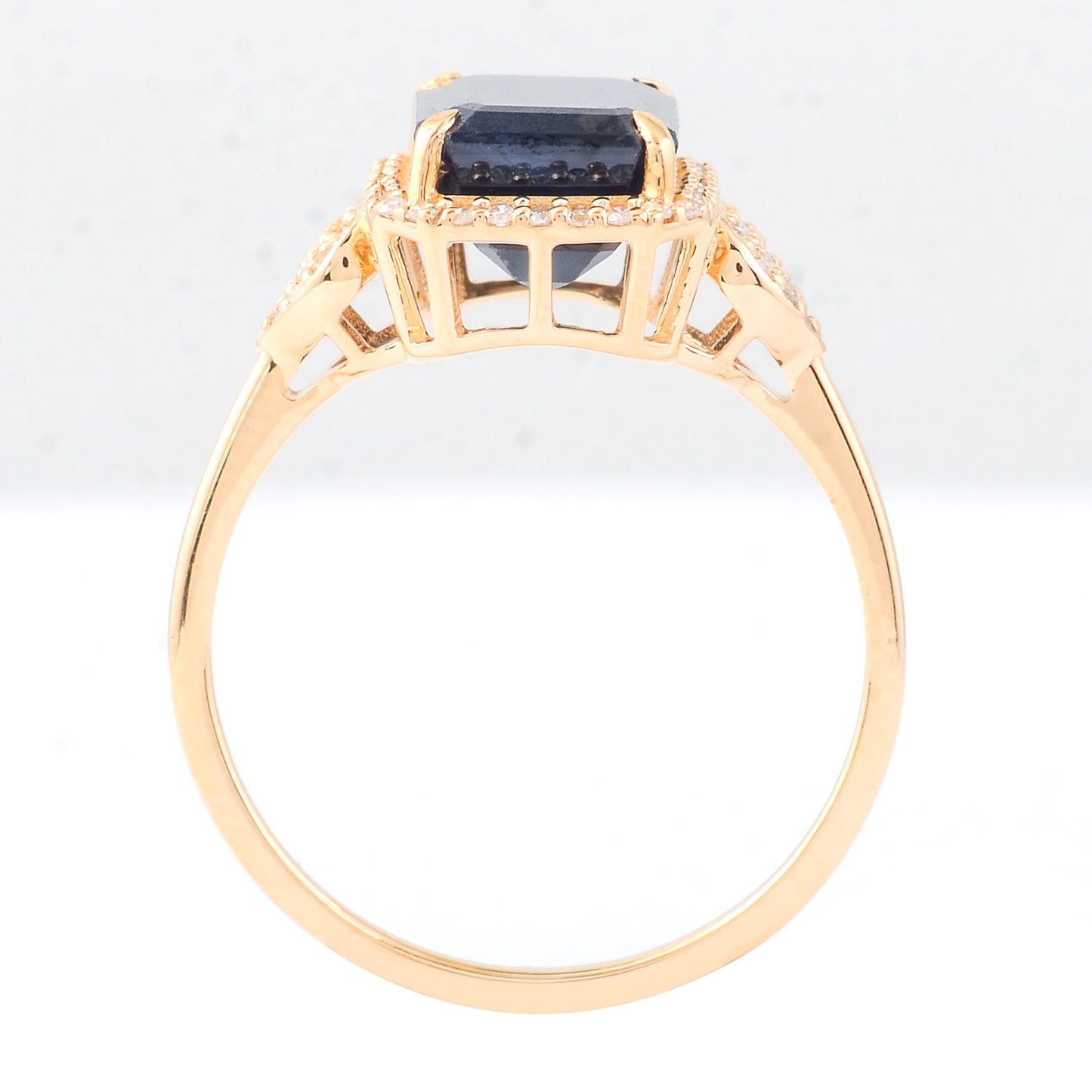 3.83 Ct Octagon Step Cut Natural Sapphire 14K Gold Ring