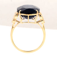 16.32 Ct Oval Mixed Cut Natural Corundum Sapphire 14K Gold Ring