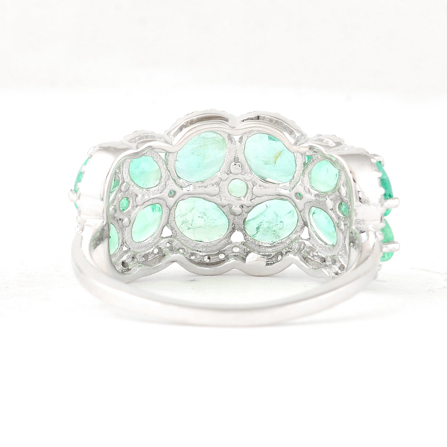 2.79 Ct Oval Mixed Cut, Round Mixed Cut Natural Emerald 950 Platinum Ring