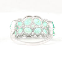 2.79 Ct Oval Mixed Cut, Round Mixed Cut Natural Emerald 950 Platinum Ring