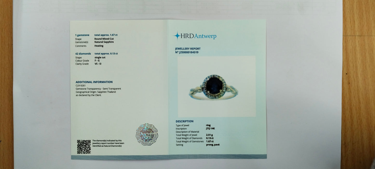 1.80 Ct Round Mixed Cut Natural Sapphire 14K Gold Ring