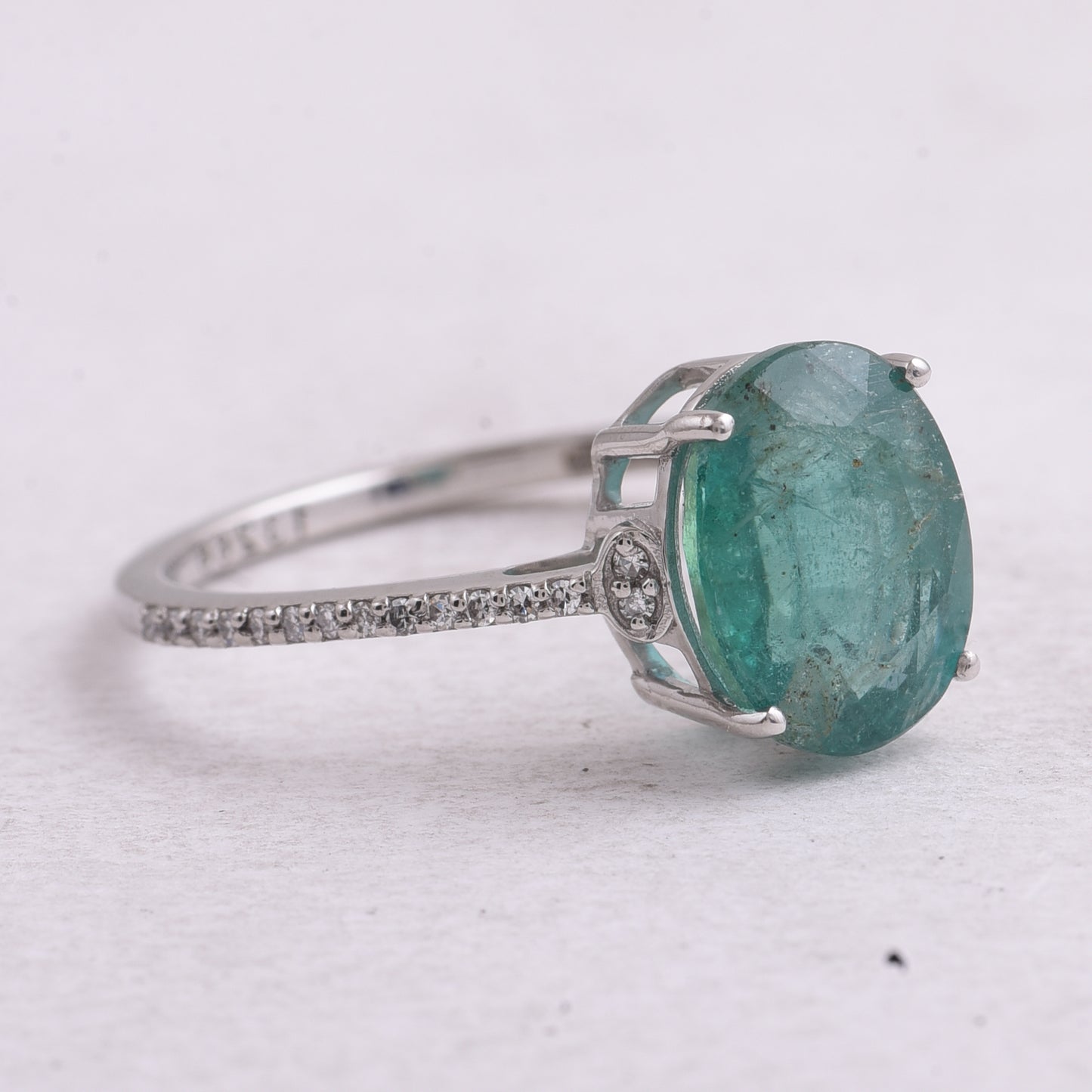 2.71 Ct Oval Mixed Cut Natural Emerald 950 Platinum Ring