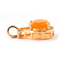 1.85 Ct Oval Mixed Cut Natural Fire Opal 14K Gold Pendant