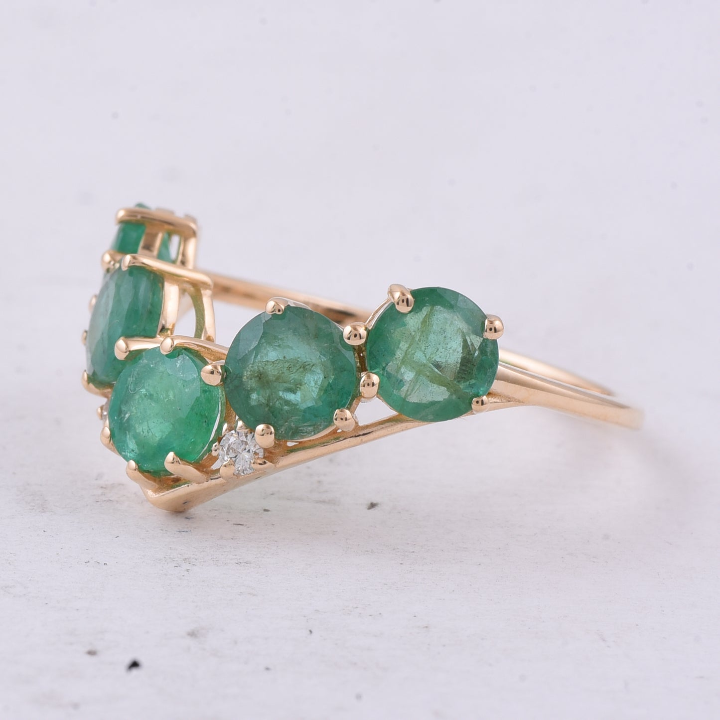 2.27 Ct Round Natural Emerald 14K Gold Ring