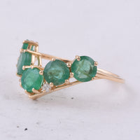 2.27 Ct Round Natural Emerald 14K Gold Ring