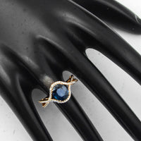2.34 Ct Oval Mixed Cut Natural Sapphire 14K Gold Ring