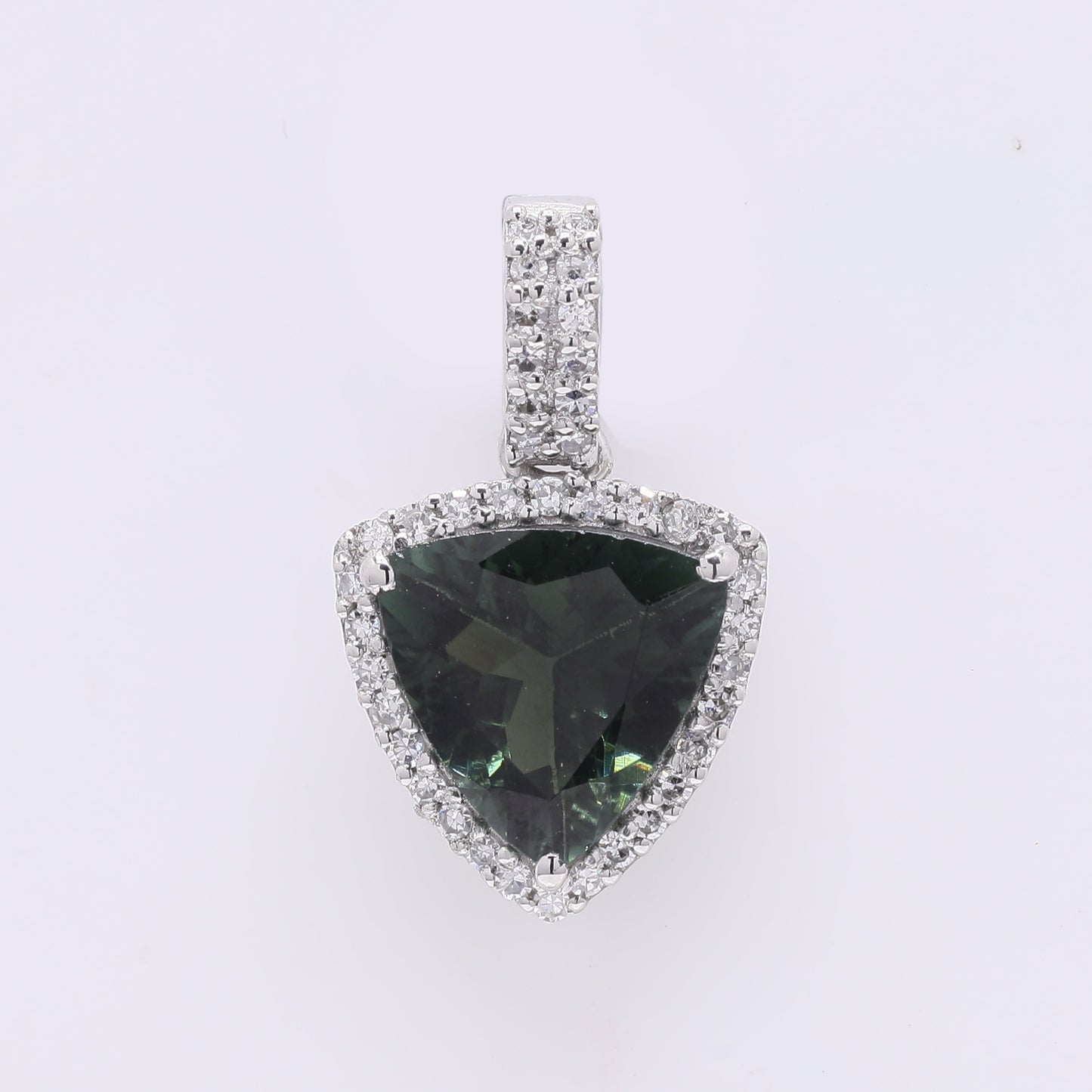 1.44 Ct Triangle Mixed Cut Natural Tourmaline 950 Platinum Pendant