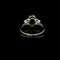 2.60 Ct Oval Amethyst, White Zircon 925 Sterling Silver Ring