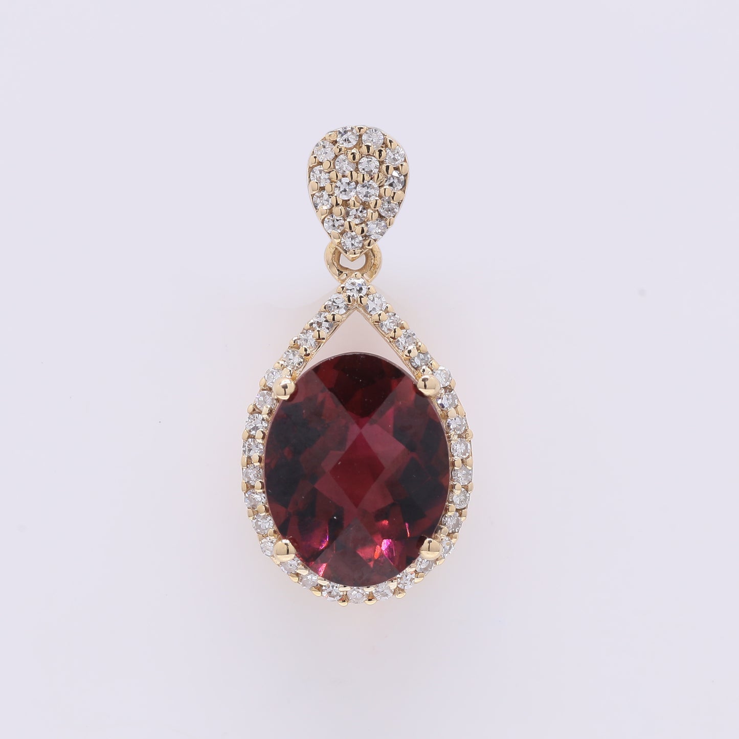 2.28 Ct Oval Mixed Cut Natural Rubellite 14K Gold Pendant