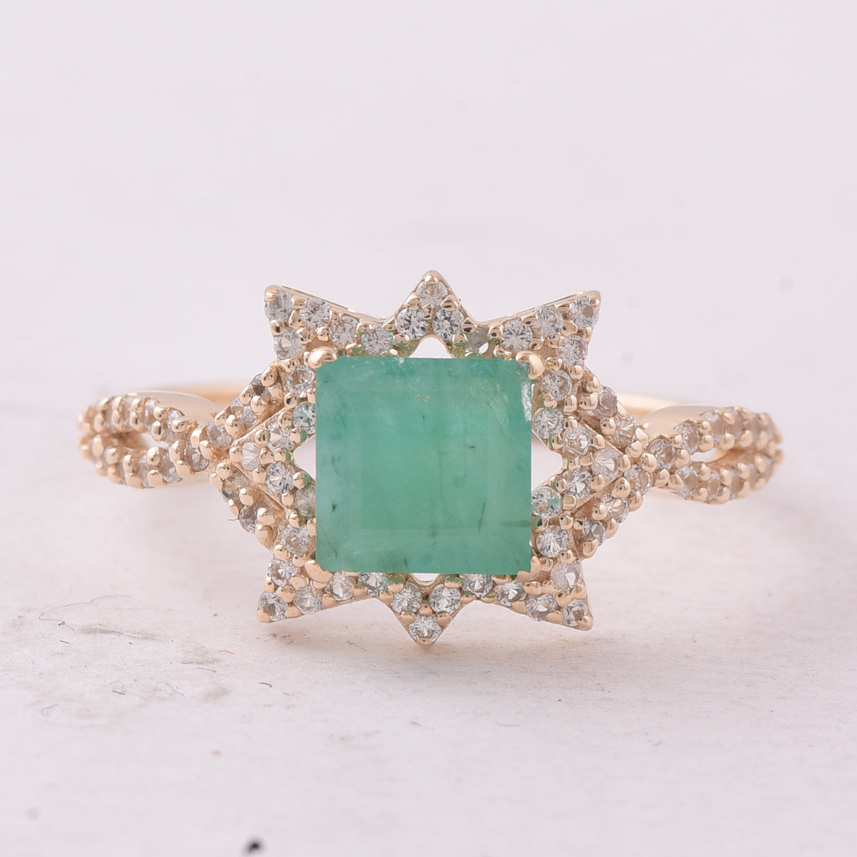 1.15 Ct Square Emerald 9K Gold Ring