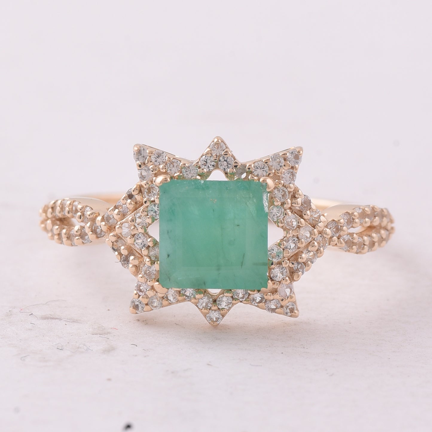 1.15 Ct Square Emerald 9K Gold Ring