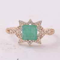 1.15 Ct Square Emerald 9K Gold Ring