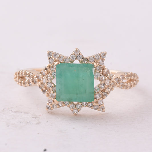1.15 Ct Square Emerald 9K Gold Ring
