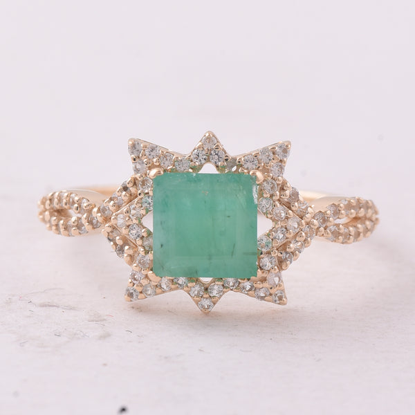 1.15 Ct Square Emerald 9K Gold Ring