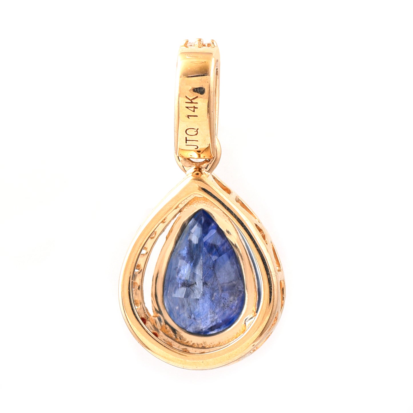 1.72 Ct Pear Mixed Cut Natural Sapphire 14K Gold Pendant