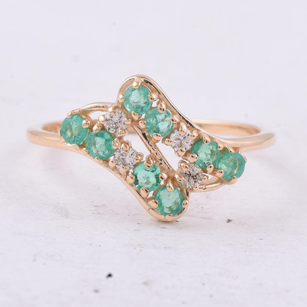 0.48 Ct Round Natural Emerald 14K Gold Ring
