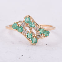 0.48 Ct Round Natural Emerald 14K Gold Ring