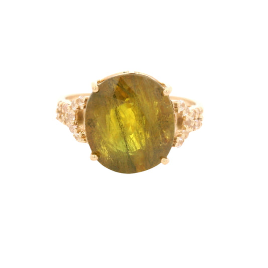6.87 Ct Oval Fancy Sapphire 14K Gold Ring
