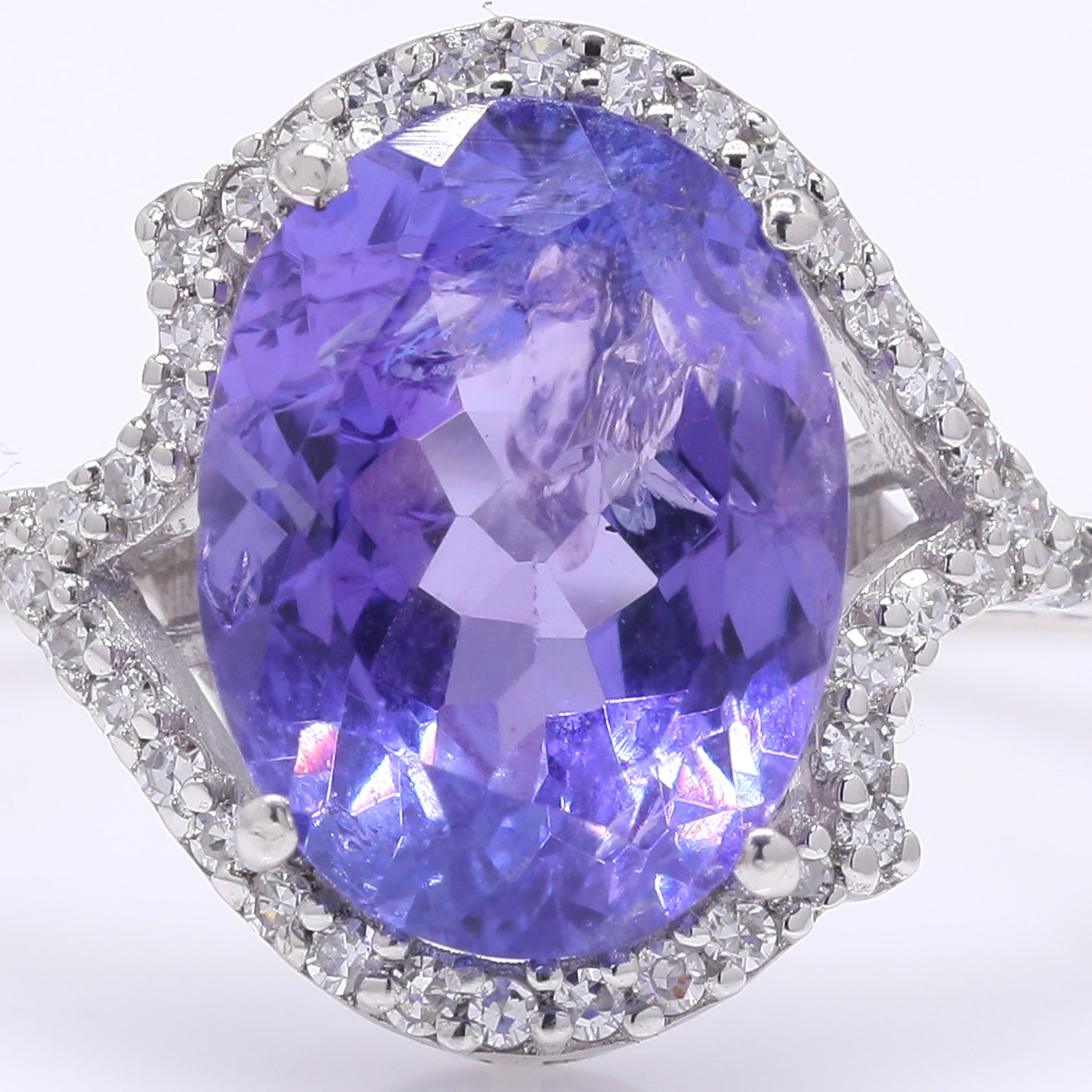 3.13 Ct Oval Mixed Cut Natural Tanzanite 950 Platinum Ring