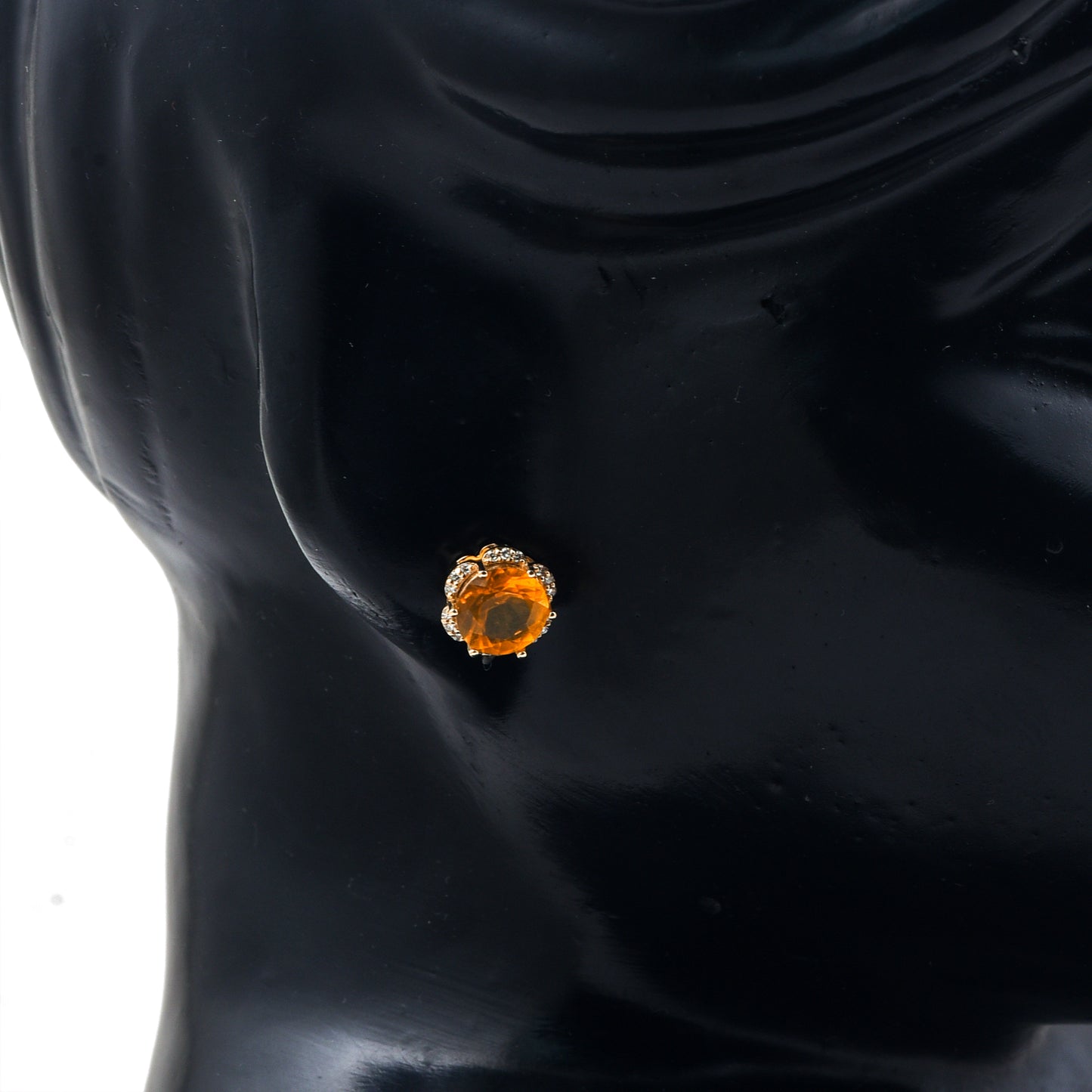 1.90 Ct Round Mixed Cut Natural Fire Opal 14K Gold Earrings