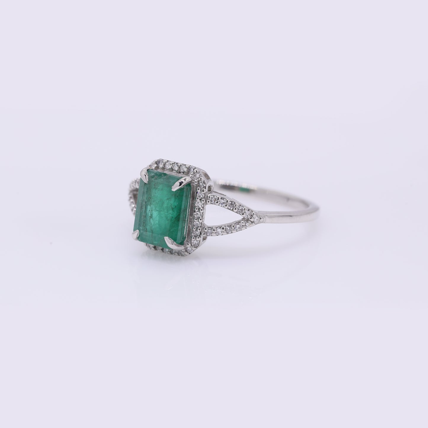 1.83 Ct Octagon Step Cut Natural Emerald 950 Platinum Ring
