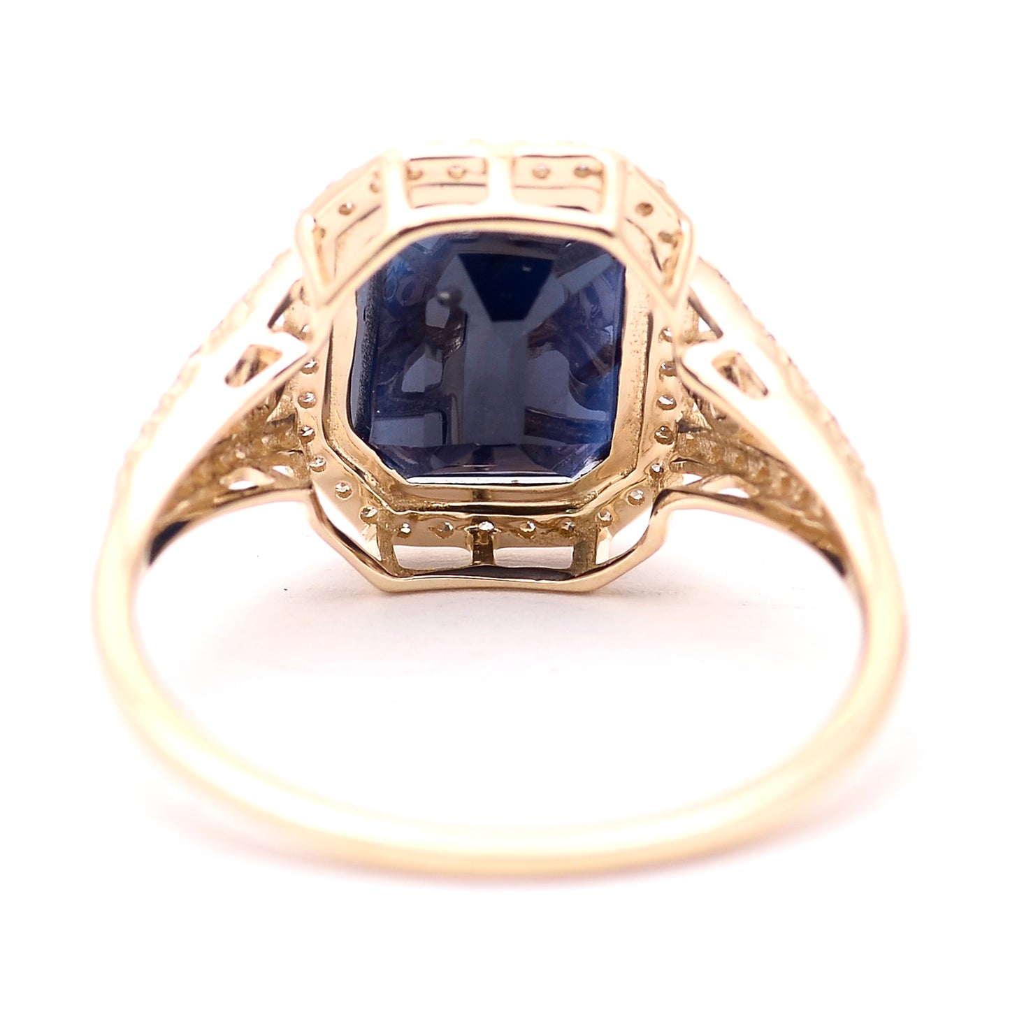 3.21 Ct Octagon Natural Sapphire 14K Gold Ring