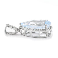3.95 Ct Pear Mixed Cut Natural Aquamarine 950 Platinum Pendant