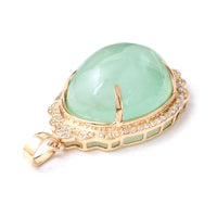 12.82 Ct Oval Cabochon Natural Beryl Emerald 14K Gold Pendant