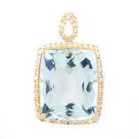 6.38 Ct Cushion Mixed Cut Natural Aquamarine 14K Gold Pendant
