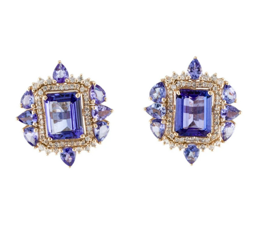 14K 6.60ctw Tanzanite & Diamond Earrings