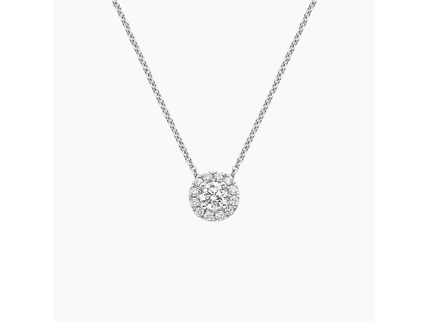 Dazzling Halo 18K White Gold Diamond Pendant 2/5 ctw