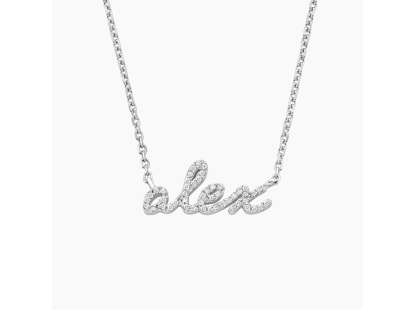 Diamond Script Name Necklace Personalized 14K White Gold