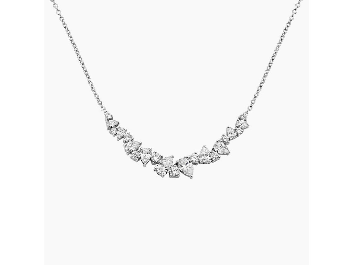Floral Elegance 18K White Gold Olivetta Lab Diamond Necklace 1 1/2 ctw